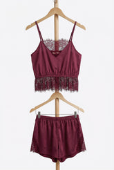 Elegant Satin & Lace Two-Piece Set