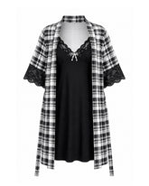 Checkered Robe Nightdress Set