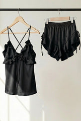 Rosy Ruffle Satin Set